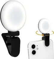 UCINNOVATE Selfie Ring Light Clip On for Cell Phone 3 Color Temperature Rechargeable Mini Circle LED Ring Light Black for YouTube Live Streaming | Short Videos | Portrait | Video Conference