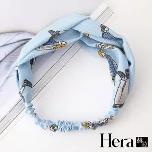 【HERA 赫拉】韓版髮飾時尚布藝交叉打結蝴蝶結雪紡碎花頭飾髮箍(韓版 時尚 碎花 髮箍 雪紡)