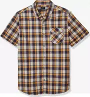 Buffalo David Bitton Men's Slim Fit S/S Plaid Shirt Cotton Card Citron size L
