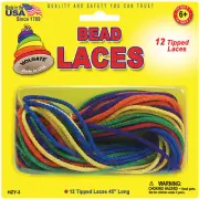 Pepperell Bead Laces 45" 12/Pkg-Assorted Colors, HZY3