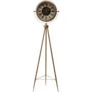 Victor Tripod Gold Metal Moving Gears Floor Clock, 150cm