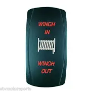 RED MOMENTARY ROCKER SWITCH LASER ETCHED 20A 12V WINCH IN/OUT OFFROAD