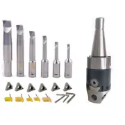 NEW NT30 50MM BORING HEAD SET WITH 6 INDEXABLE BORING BAR AND 6 CARBIDE INSERTS