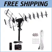 Outdoor 200 Mile Amplified HDTV Antenna with 360-Degree Remote Control for 5 TVs