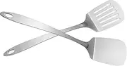 IMEEA Kitchen Spatula Set Solid & Slotted Turner Stainless Steel Fish Slice Solid Turner Cooking Spatulas Set for Fish Eggs Steak Pancakes, 13.5-Inch