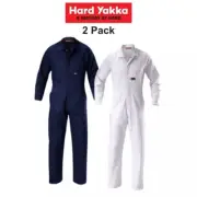 Hard Yakka 2 Pack Mid Weight Coverall Cotton Drill Overall Work Nickel Y00010