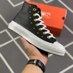 匡威 CONVERSE ALL STAT 黑色皮革金色鈕扣高幫休閒運動鞋