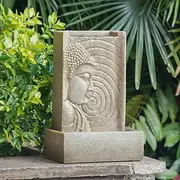 Small Indoor Water Fountain, 14 Inch Buddha Water Fountain with LED Light and Circular Water Flow for Good Luck for Indoor and Home Offices, Table and Outdoor Decor