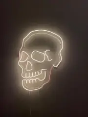 Sugar Skull Skeleton Warm White Acrylic 20"x16" Neon Lamp Light Sign With Dimmer
