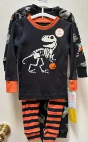 Halloween Toddler Boy Carter's 4 pc. Dinosaurs PJ's Costume Glows Dark 2T NWT