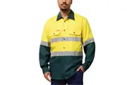 Hard Yakka Mens Core Heavyweight Taped Drill Work Shirt Y04610 - Yellow/Green