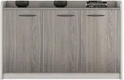 File Cabinet Three Door Office Storage Low Cabinet File Wooden with Handle Storage Data Office Drawer(Gray)