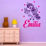 Unicorn Pony Girl Custom Name Wall Personalized Custom Vinyl Sticker Decal F