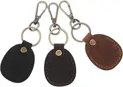 HANABASS 3pcs Vintage PU Keychain Card Holder for Women Handmade Access Card Case with Key Ring Durable PU Material Stylish Key Fob and Wallet Charm Multifunctional Design