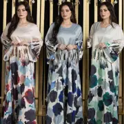Abaya Kaftan Muslim Women Elegant Sequins Maxi Dress Dubai Islamic Modest Caftan