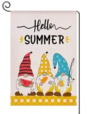 Hello Summer Cute Gnome Garden Flag,Sunshine Garden Flag Summer Holiday Double