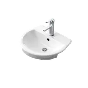 Caroma White Cosmo Semi Recessed Basin - 1 Tap Hole
