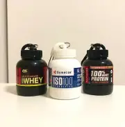 Portable Protein and Supplement Powder Funnel Key Chain Gym Container. 3 COLOURS