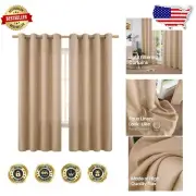 Elegant 72 Inch Light Filtering Burlap Textured Curtains - 2 Panels Tan Grommet