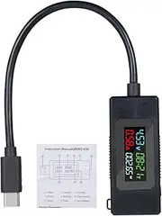 USB-C Voltage Tester Meter pe-C Voltage and t Tester Meter 4-30V 0-6.5A 195W pe-C USB Charger Voltmeter with Color Display