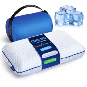 Cooling Travel & Camping Memory Foam Pillow for Sleeping,Contoured Support Me...