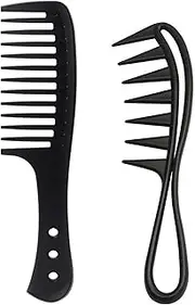 joaoxoko large tooth comb,2 Pcs Wide Tooth Comb Wide Tooth Curl Comb Shark Teeth Hair Hairstyle Tool for Curly Wet Wavy Thick Hair Wigs Barber Salon, Women Men (Two Pack)