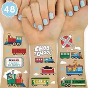 xo, Fetti Train Party Supplies Temporary Tattoos for Kids - 48 Styles | Trains Birthday, Choo Choo Party Favors, Railroad Decorations