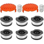 6 Pack Line Spool With 2 Covers For Replace Black Decker Grass Trimmers Replacement Spoo
