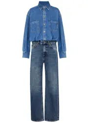 Haikure Tilda Two-tone Denim Jumpsuit - Dark Blue XS (UK6 / XS)