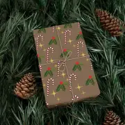 Christmas Themed Gift Wrap Papers Candy Canes and Mistletoe Original Design