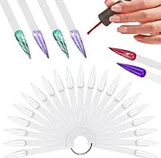 300 Pieces Nail Swatch Sticks Stiletto, Nail Polish Color Sample Sticks, Nail Display Sticks with Metal Ring, nail color swatches for Showing Nail Art