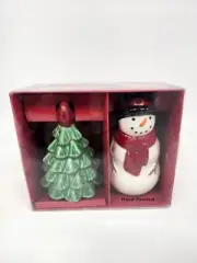 St Nicholas Square Yuletide Christmas Tree & Snowman Salt & Pepper Shaker Set