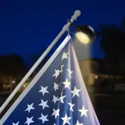 Flag Pole Light Solar Powered Outdoor H Round Warm light, Black, White