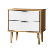 Oikiture Bedside Tables 2 Drawers Side Table Nightstand Wood