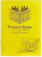 Spirax P163 330MM x 240MM Project Book with 24MM Dotted Thirds & Yellow PP Cover (64 Pages)