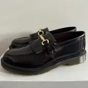 New Dr. Martens Adrian Snaffle Smooth Leather Kiltie Loafers Burgundy Sz 10