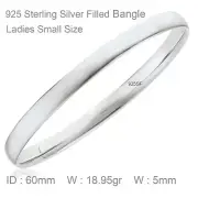 Bracelets Real 925 Sterling Silver Filled Solid 5mm Ladies Small Sz 60mm Bangle