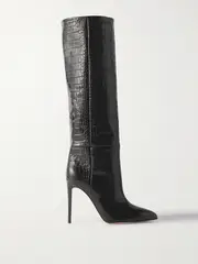 [Paris Texas] Paris Texas - Croc-effect Leather Knee Boots - Black - IT36 IT 36 Black