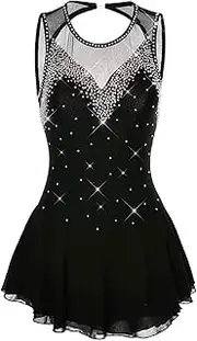 [Zagitova] Ice Skating Dresses for Women Sleeveless Backless Skating Competition Dancewear with Shiny Rhinestones