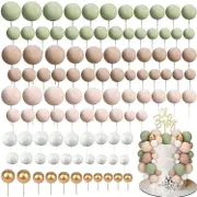 108 Pcs Gold Balls Cake Topper Mini Balloons Toppers Foam Ball Decorations Balloon Shaped Insert For Multi Sizes Matcha Green Light Brown Khaki