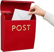 ACL Red Post Box Wall Mounted Letterbox with Easy Access No Lock for Outdoor Use - Weatherproof and Durable Mailbox Easy Installation, Strong Construction, Perfect for Homes and Offices (Small)