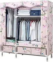 Portable Wardrobe Closet Steel Closet 145cm/ 170cm/ 200cm Clothes Saves Space Closet Closet for Clothes Wardrobe Closet