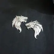 Pair Chrome Silver Wolf Head Metal Badge Sticker Emblem Decal SUV Luxury Edition (for: Renault)