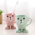 Home Bathroom Tumbler Mouthwash Cup Wheat Straw Cartoon Animal Toothbrush -SA AT