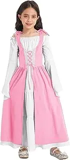 [Manyakai] Kids Girls Renaissance Gown Dress Medieval Irish Peasant Fairy Ball Gown Vintage Boho Outfit