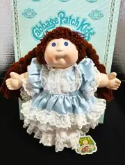 Vintage 1985 Cabbage Patch Kids NEW In Box Porcelain Doll Auburn Hair Blue Eyes