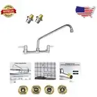 Commercial Wall-Mount Kitchen Faucet: 14" Swivel Spout & Brass Construction
