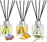 3-Pack Reed Diffuser Set, 100ml Linen/Citrus/Bamboo White Tea Scented Oil, Aroma Essential Oils with Diffuser Sticks, Long Lasting Bathroom Air Freshener, Home Fragrance for Room Decor