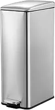 Small Garbage Bin Pedal Rubbish Bin Stainless Steel Waste Bin Rectangular Trash Can Soft Closing for Kitchen Bathroom 20L