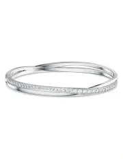 [Swarovski] Hyperbola Bangle Rhodium Plated in White